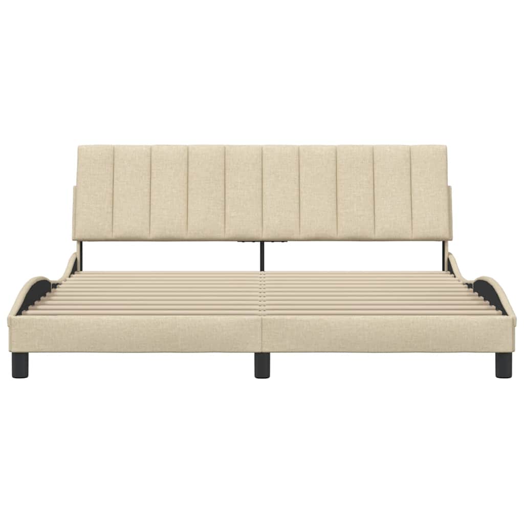 Cadre de lit sans matelas Hanko crème 180x200 cm tissu