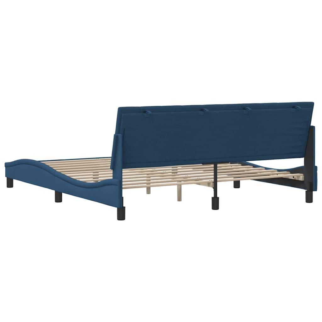 Cadre de lit sans matelas bleu 180x200 cm tissu - XIOS