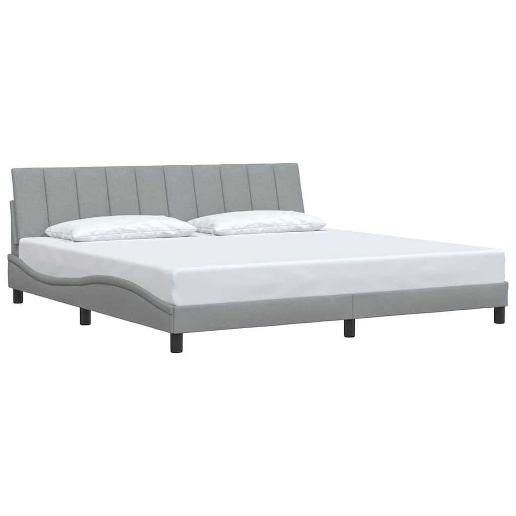 Cadre de lit sans matelas Hanko gris clair 200x200 cm tissu