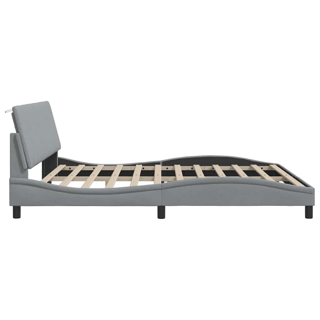 Cadre de lit sans matelas Hanko gris clair 200x200 cm tissu