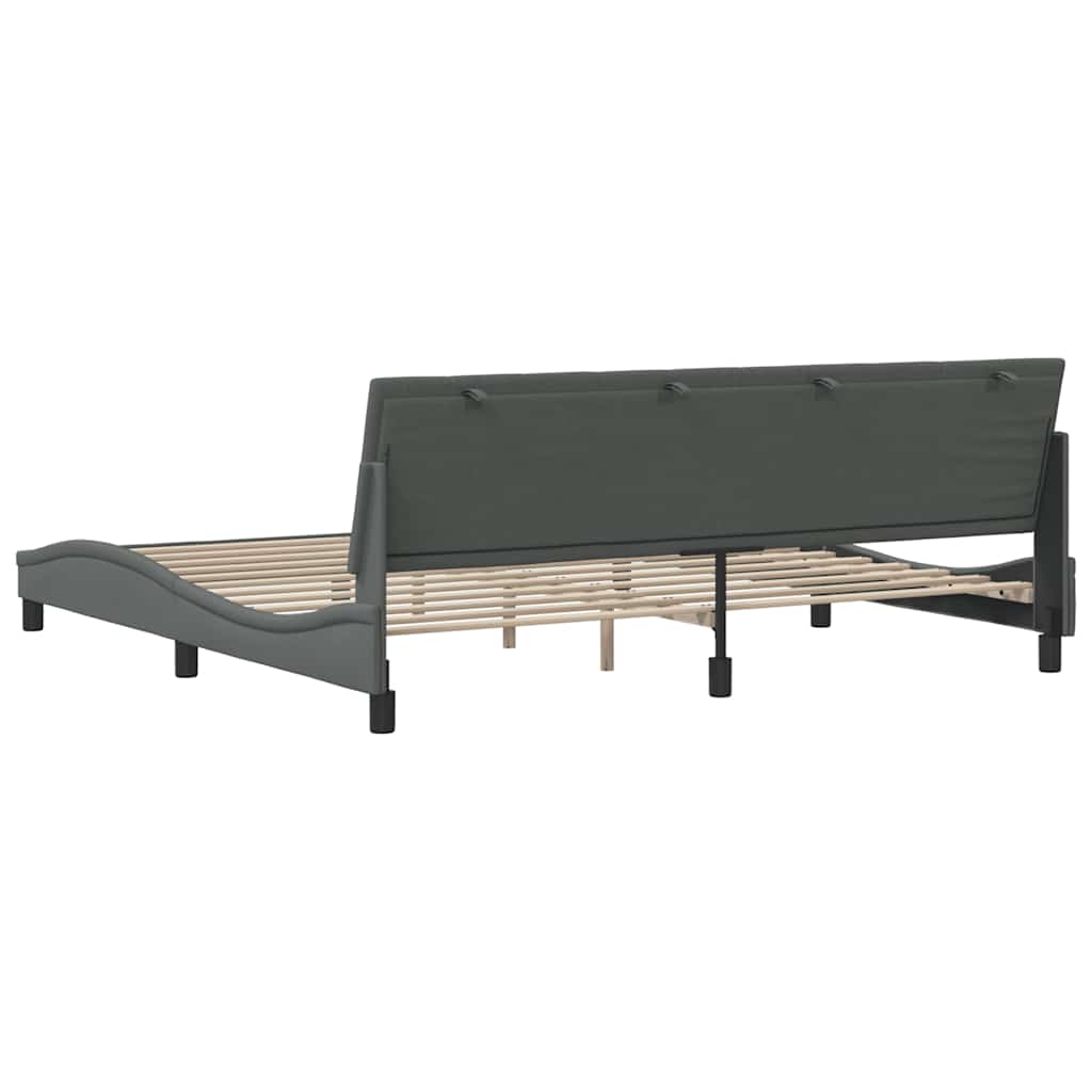 Cadre de lit sans matelas Hanko gris foncé 200x200 cm tissu - XIOS