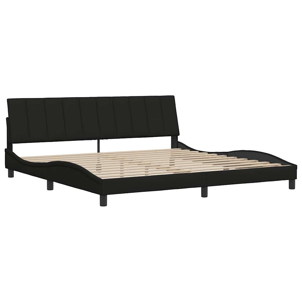 Cadre de lit sans matelas Hanko noir 200x200 cm tissu - XIOS