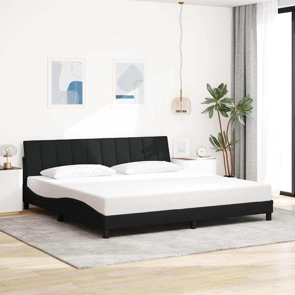 Cadre de lit sans matelas Hanko noir 200x200 cm tissu - XIOS