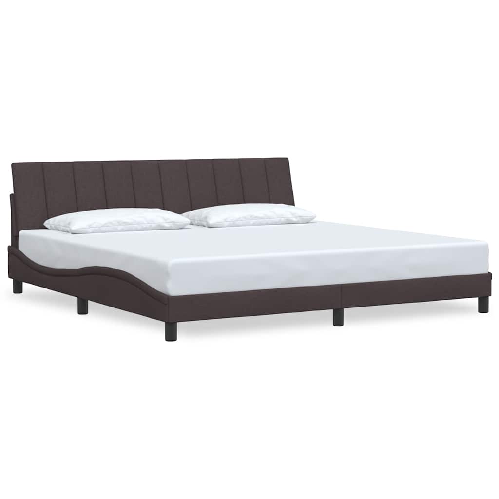 Cadre de lit sans matelas Hanko marron foncé 200x200 cm tissu - XIOS