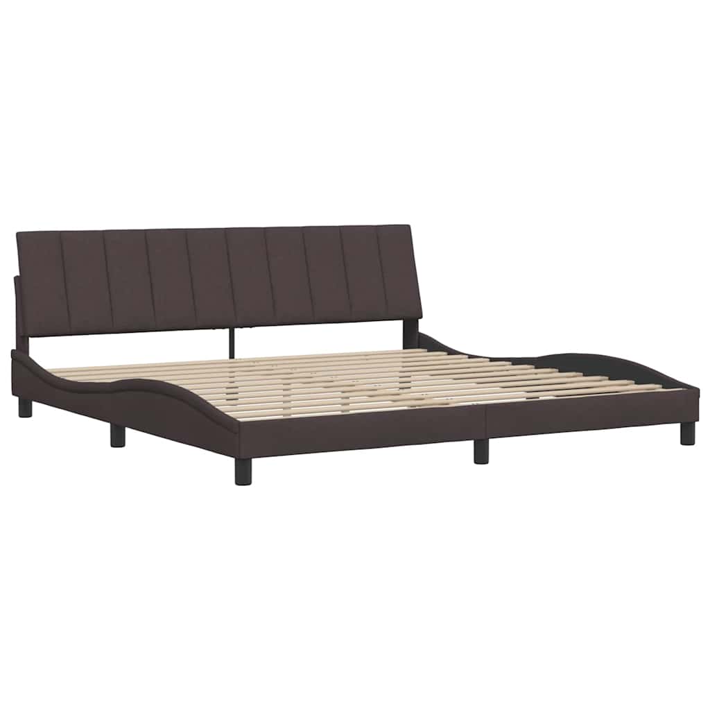 Cadre de lit sans matelas Hanko marron foncé 200x200 cm tissu - XIOS
