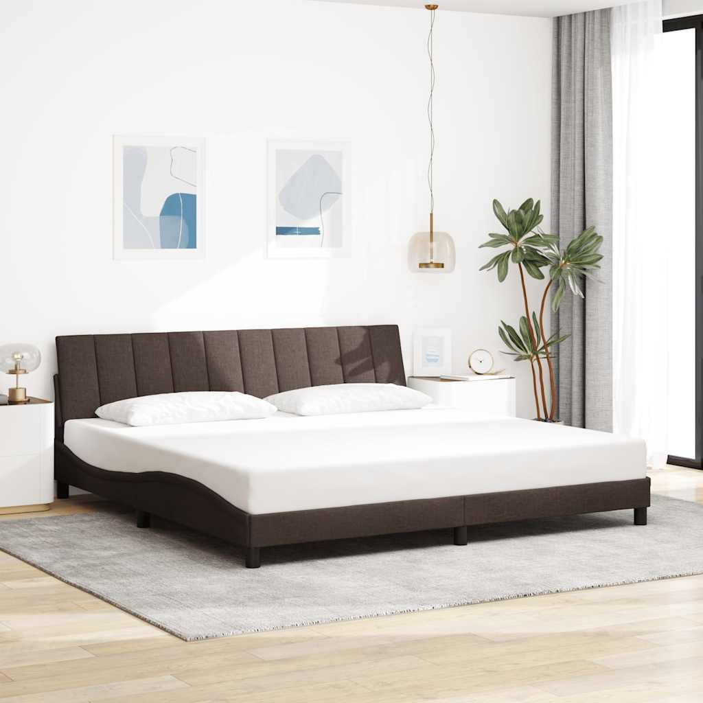Cadre de lit sans matelas Hanko marron foncé 200x200 cm tissu - XIOS