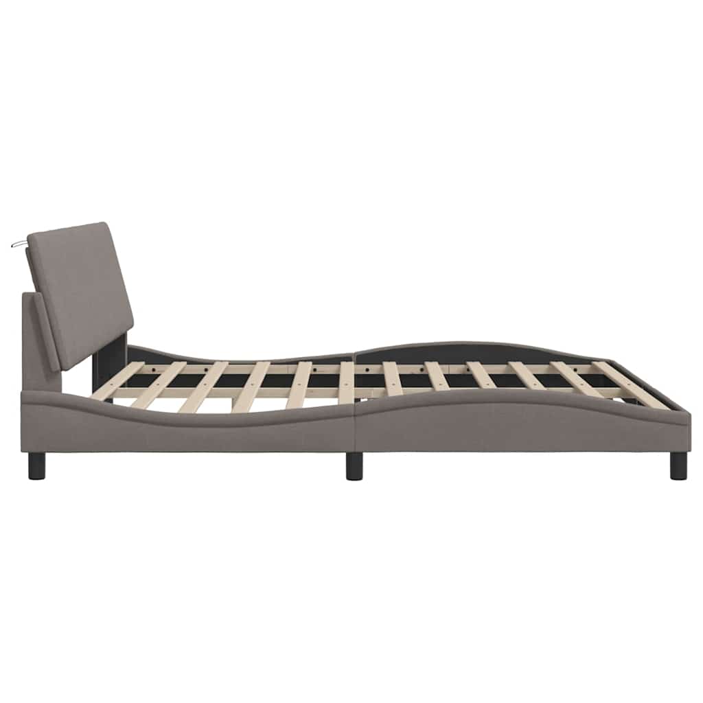 Cadre de lit sans matelas Hanko taupe 200x200 cm tissu - XIOS
