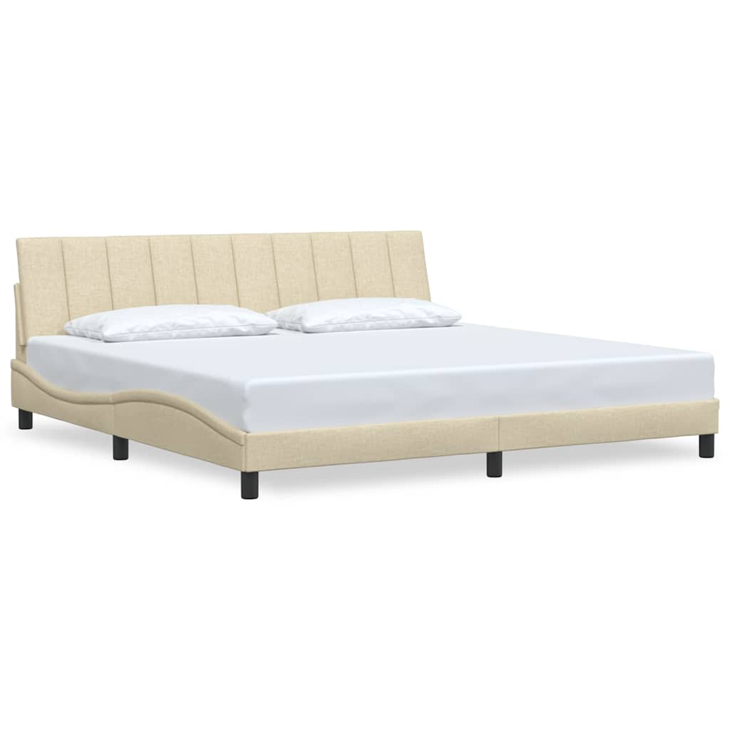 Cadre de lit sans matelas Hanko crème 200x200 cm tissu - XIOS