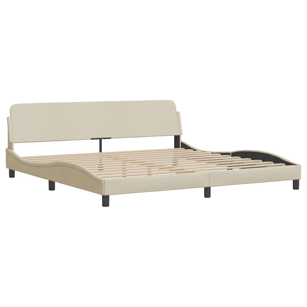 Cadre de lit sans matelas Hanko crème 200x200 cm tissu - XIOS