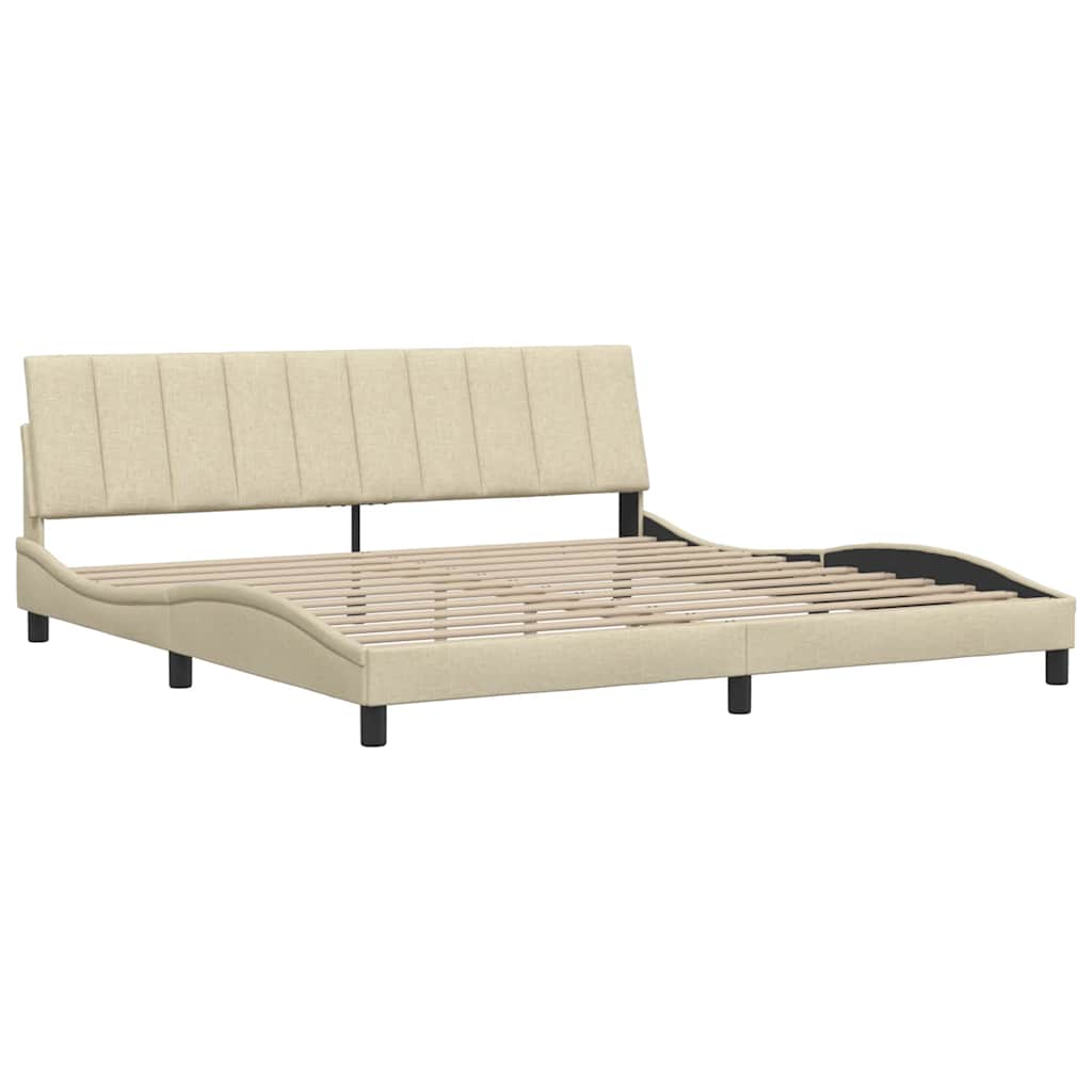 Cadre de lit sans matelas Hanko crème 200x200 cm tissu - XIOS
