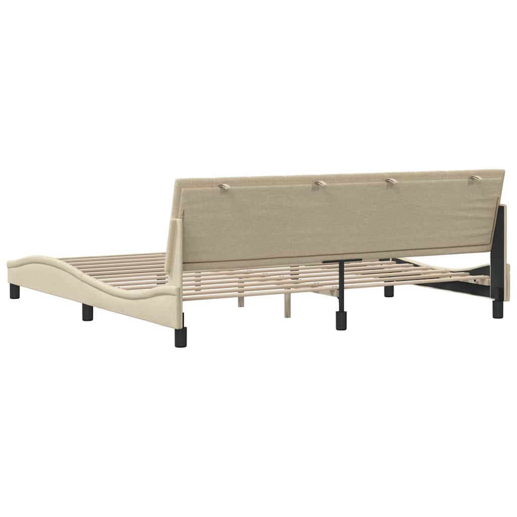 Cadre de lit sans matelas Hanko crème 200x200 cm tissu - XIOS