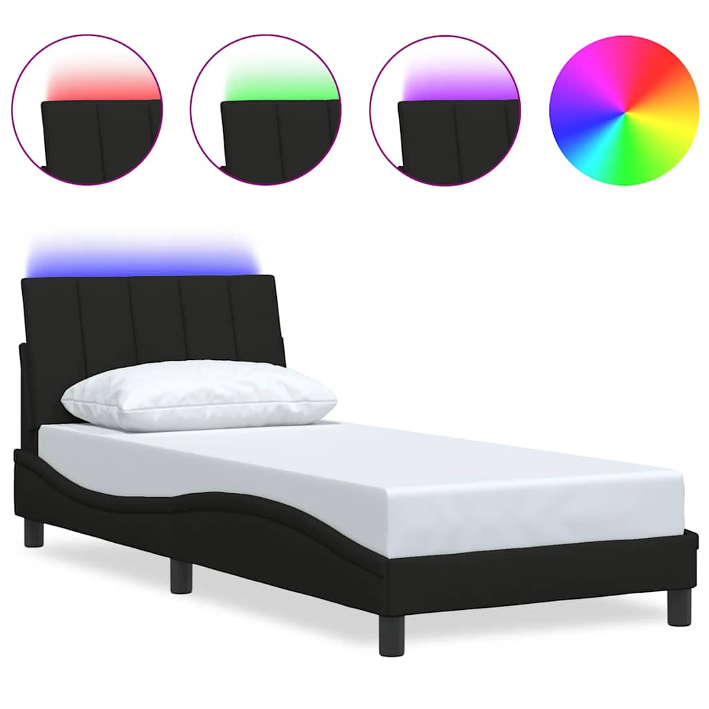 Cadre de lit sans matelas noir 80x200 cm tissu - XIOS