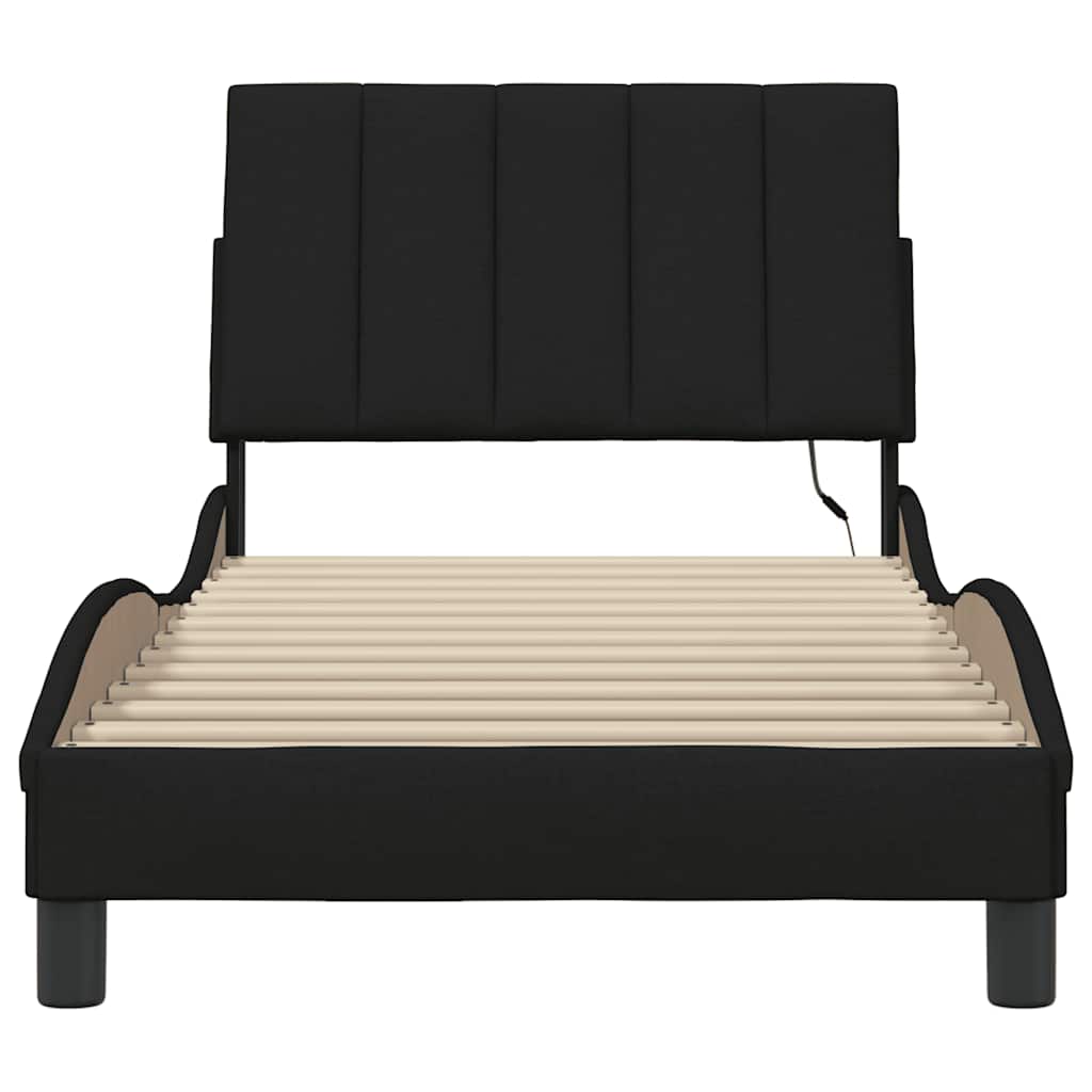 Cadre de lit sans matelas noir 80x200 cm tissu - XIOS