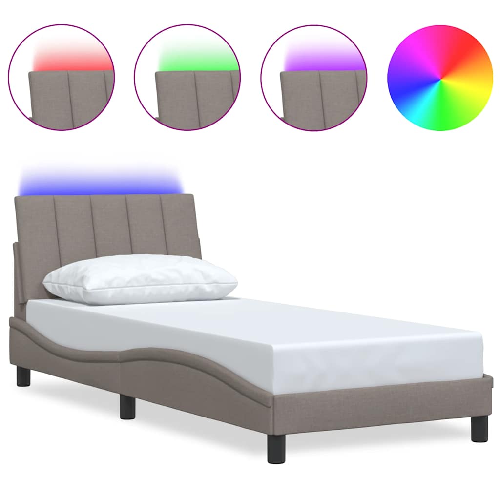 Cadre de lit sans matelas taupe 80x200 cm tissu - XIOS