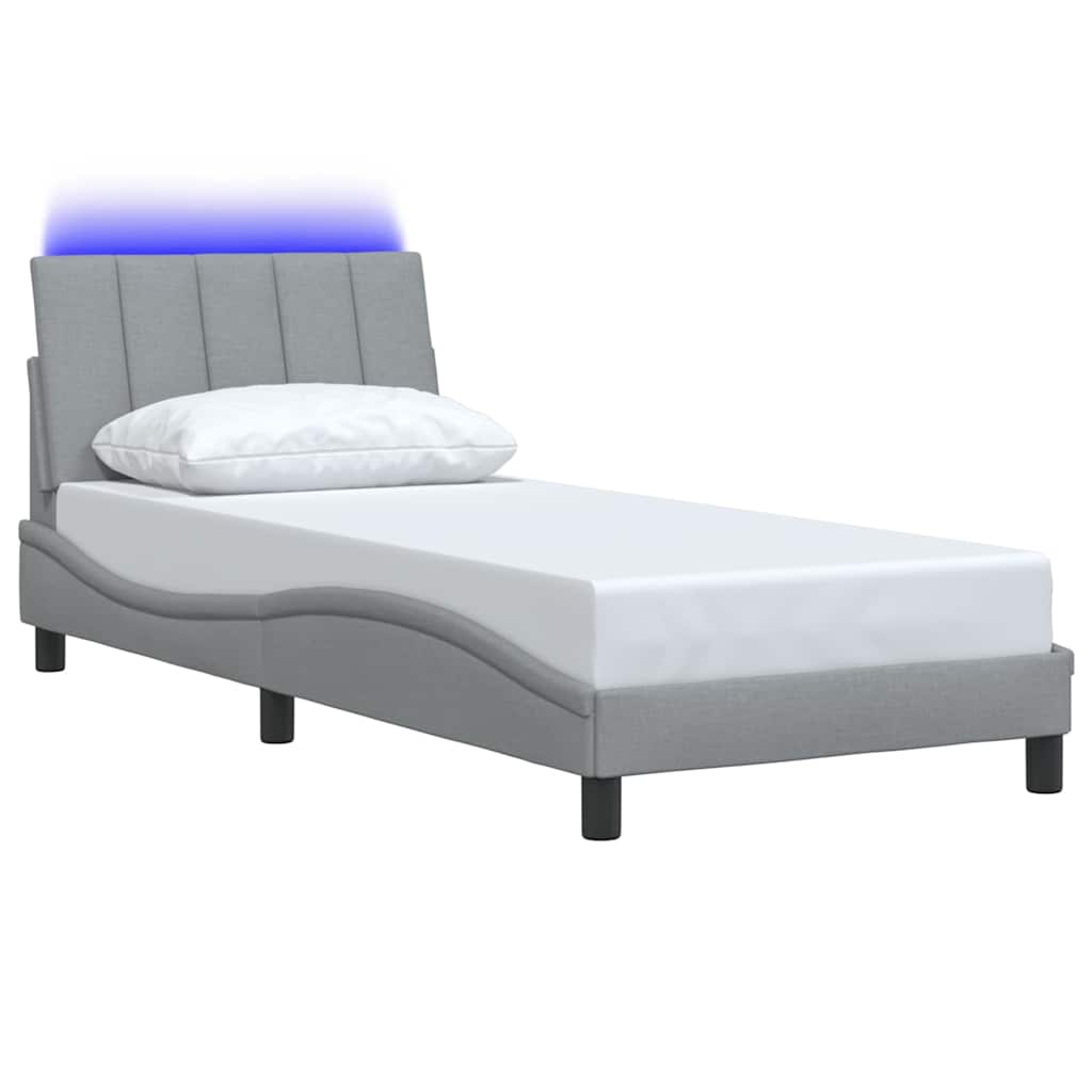 Cadre de lit sans matelas gris clair 90x190 cm tissu - XIOS