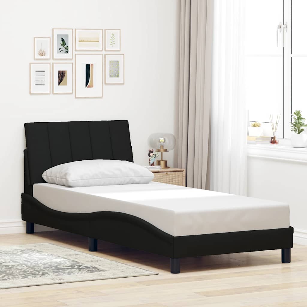 Cadre de lit sans matelas Hanko noir 90x190 cm tissu - XIOS