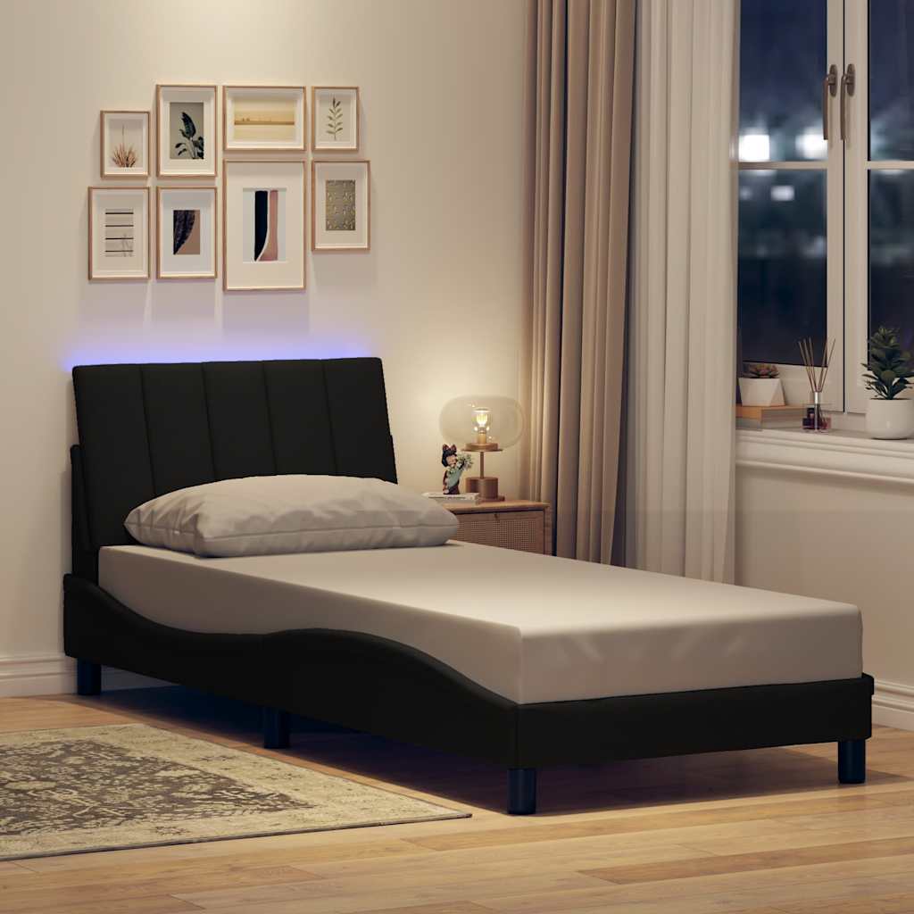 Cadre de lit sans matelas Hanko noir 90x190 cm tissu - XIOS