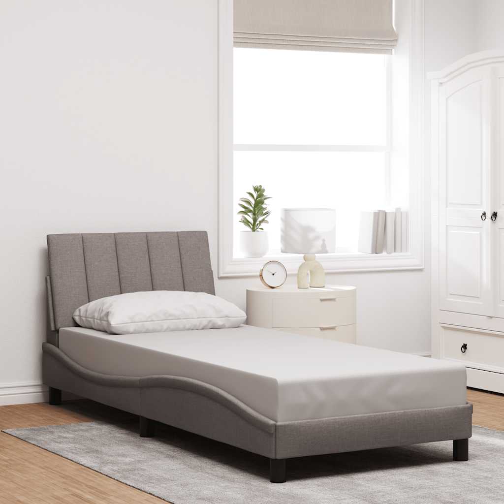 Cadre de lit sans matelas Hanko taupe 90x190 cm tissu - XIOS