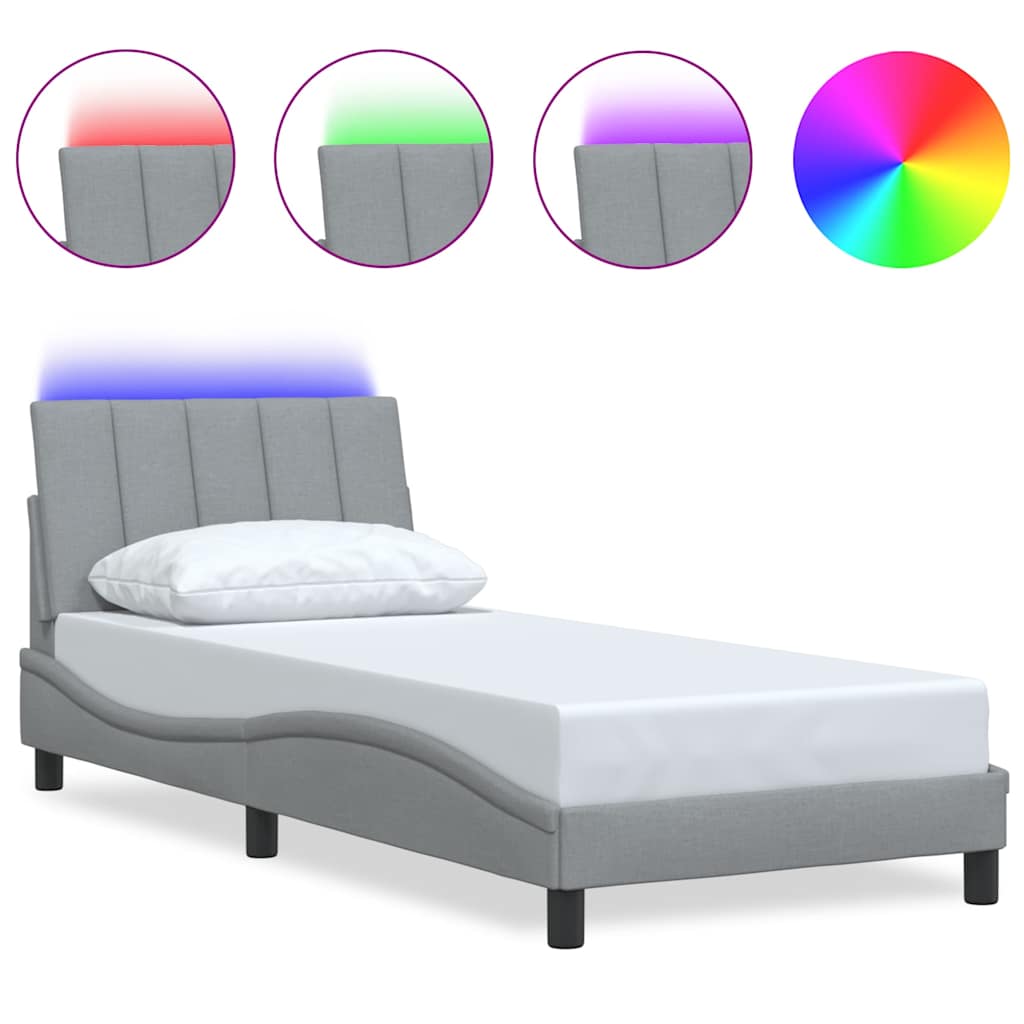 Cadre de lit sans matelas gris clair 90x200 cm tissu - XIOS