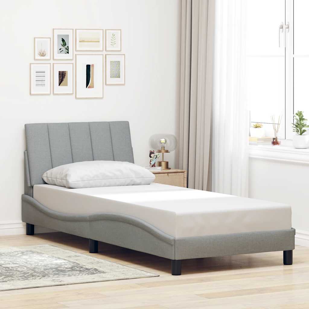 Cadre de lit sans matelas gris clair 90x200 cm tissu - XIOS