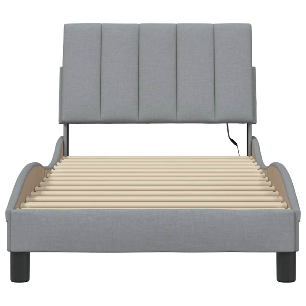 Cadre de lit sans matelas gris clair 90x200 cm tissu - XIOS