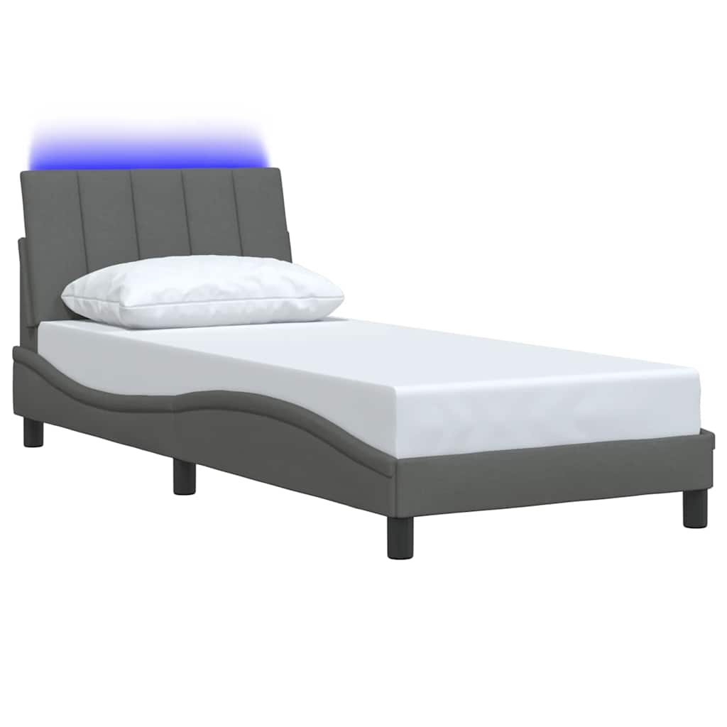 Cadre de lit sans matelas gris foncé 90x200 cm tissu - XIOS