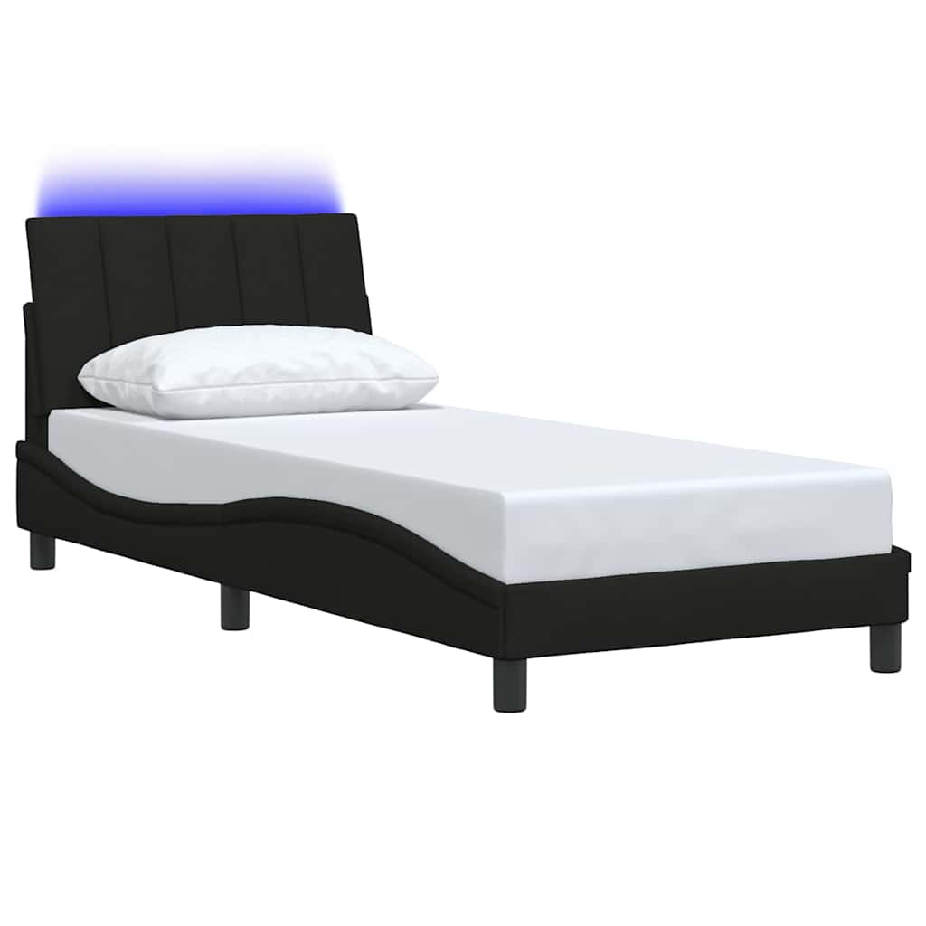 Cadre de lit sans matelas noir 90x200 cm tissu - XIOS