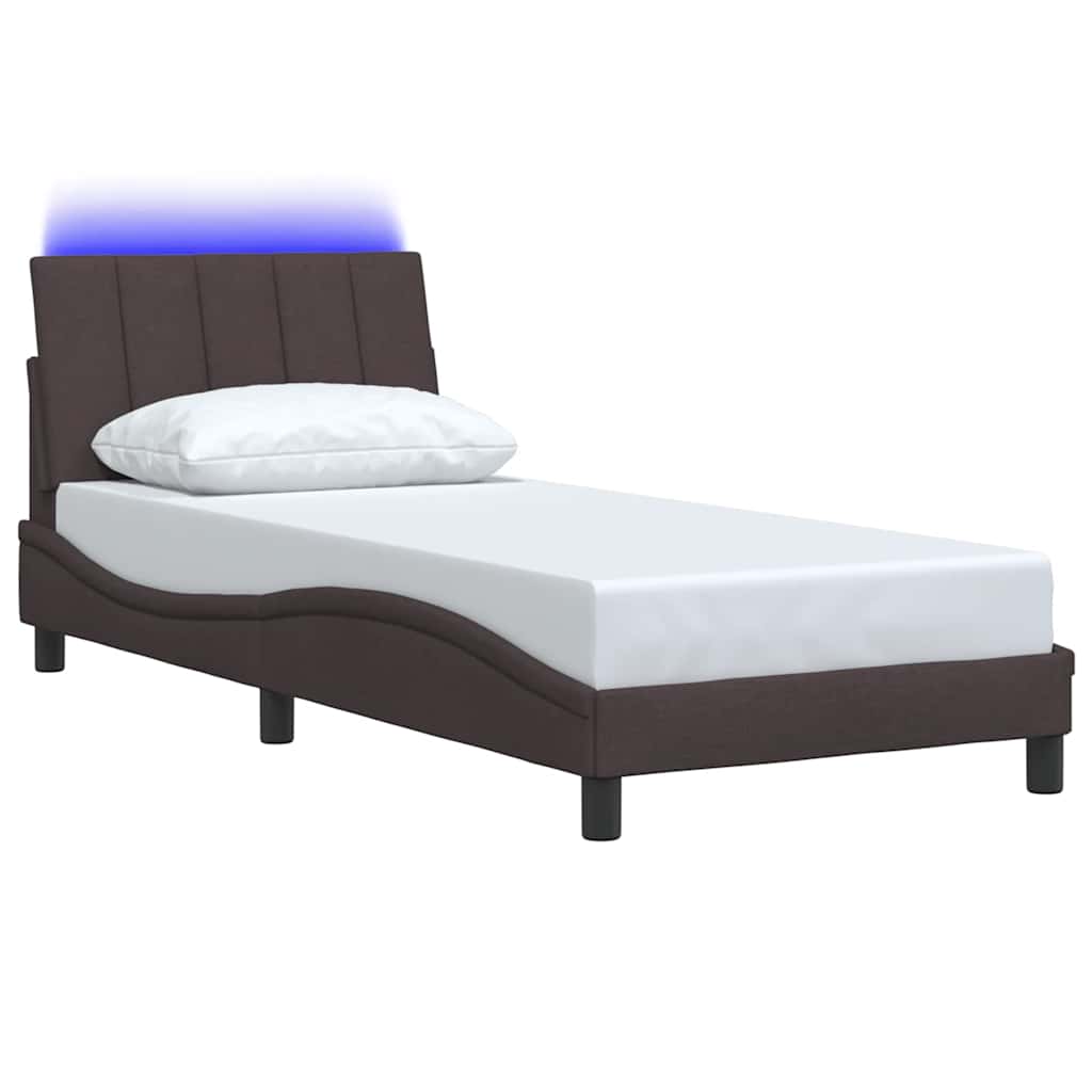 Cadre de lit sans matelas marron foncé 90x200 cm tissu - XIOS
