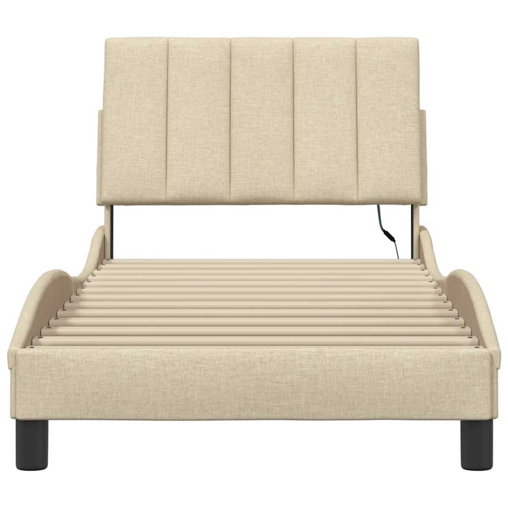 Cadre de lit sans matelas Hanko crème 90x200 cm tissu