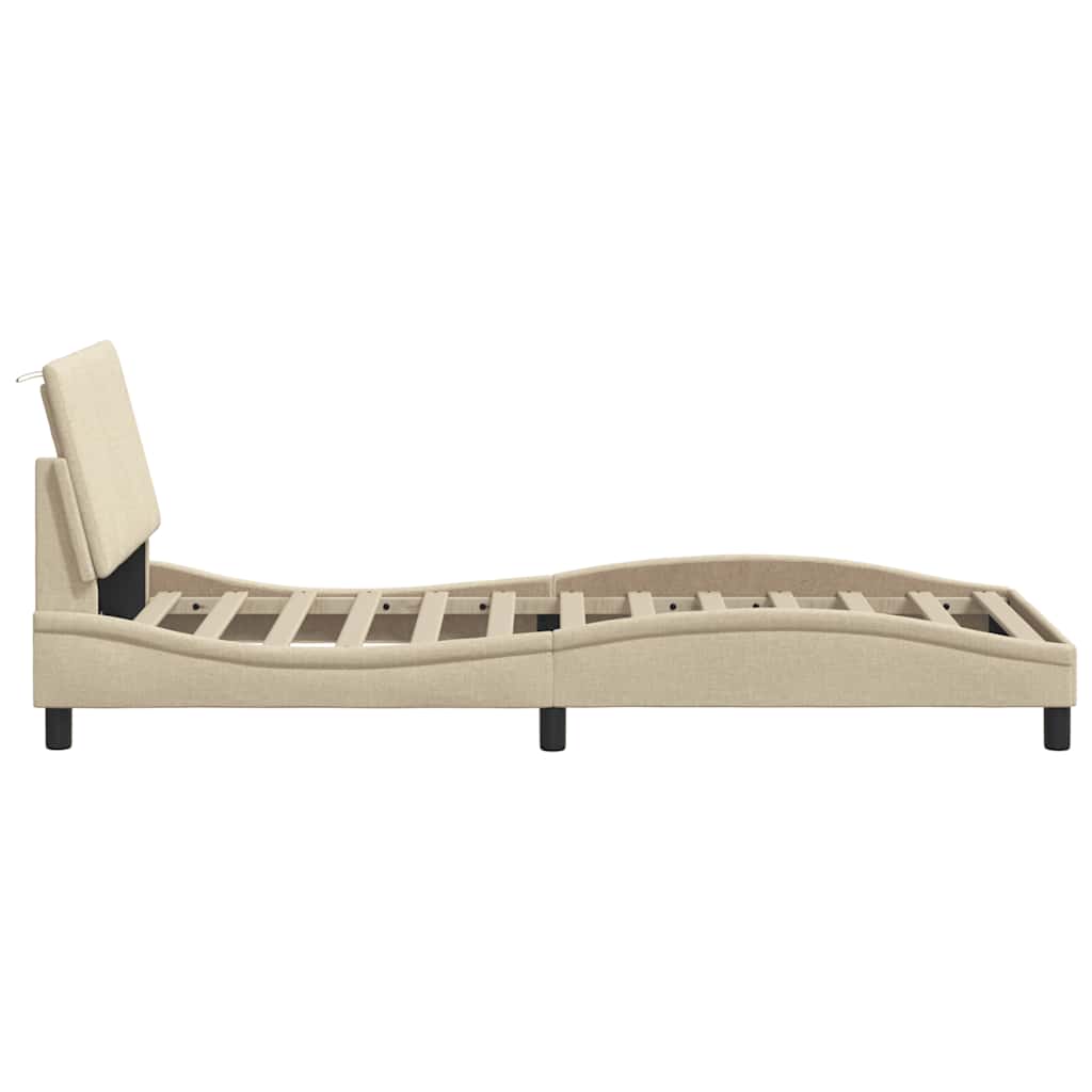 Cadre de lit sans matelas Hanko crème 90x200 cm tissu
