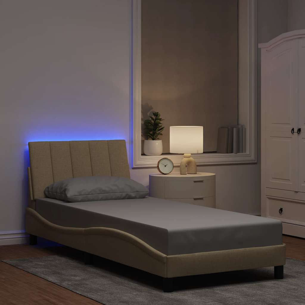 Cadre de lit sans matelas Hanko crème 90x200 cm tissu
