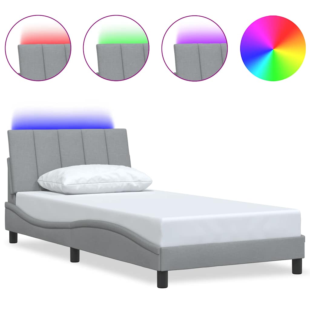 Cadre de lit sans matelas Hanko gris clair 100x200 cm tissu - XIOS