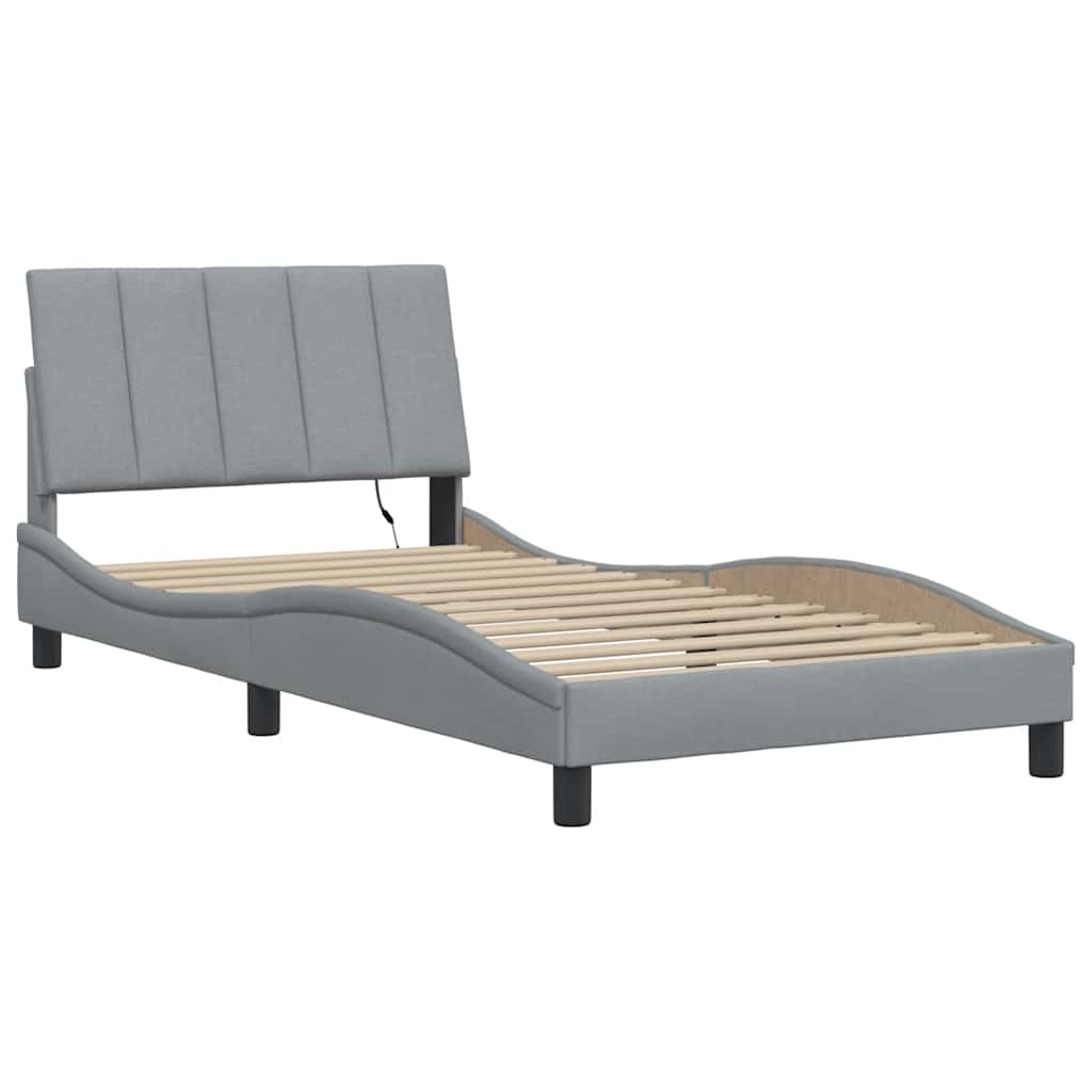 Cadre de lit sans matelas Hanko gris clair 100x200 cm tissu - XIOS