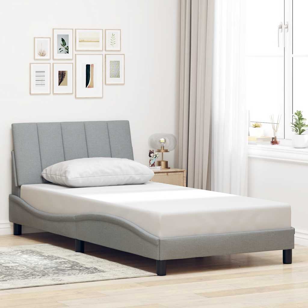 Cadre de lit sans matelas Hanko gris clair 100x200 cm tissu - XIOS