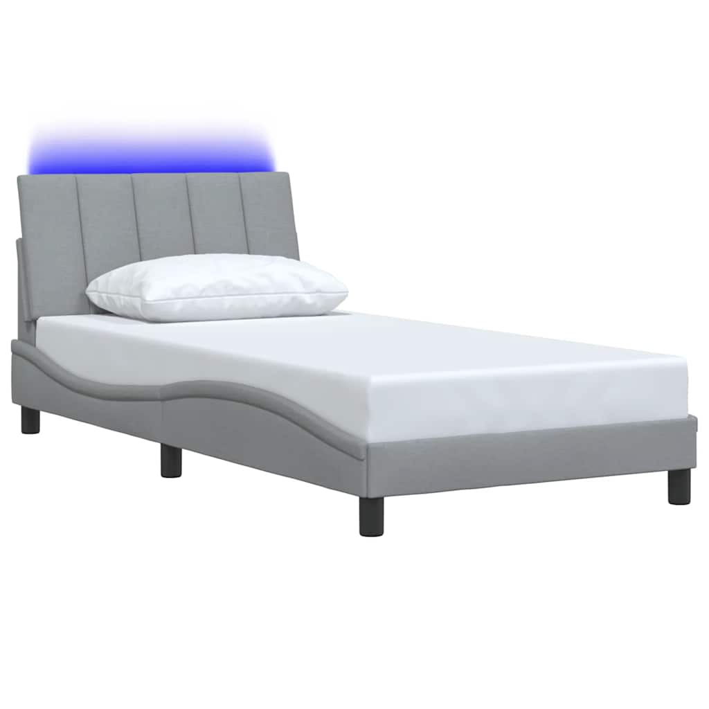Cadre de lit sans matelas Hanko gris clair 100x200 cm tissu - XIOS