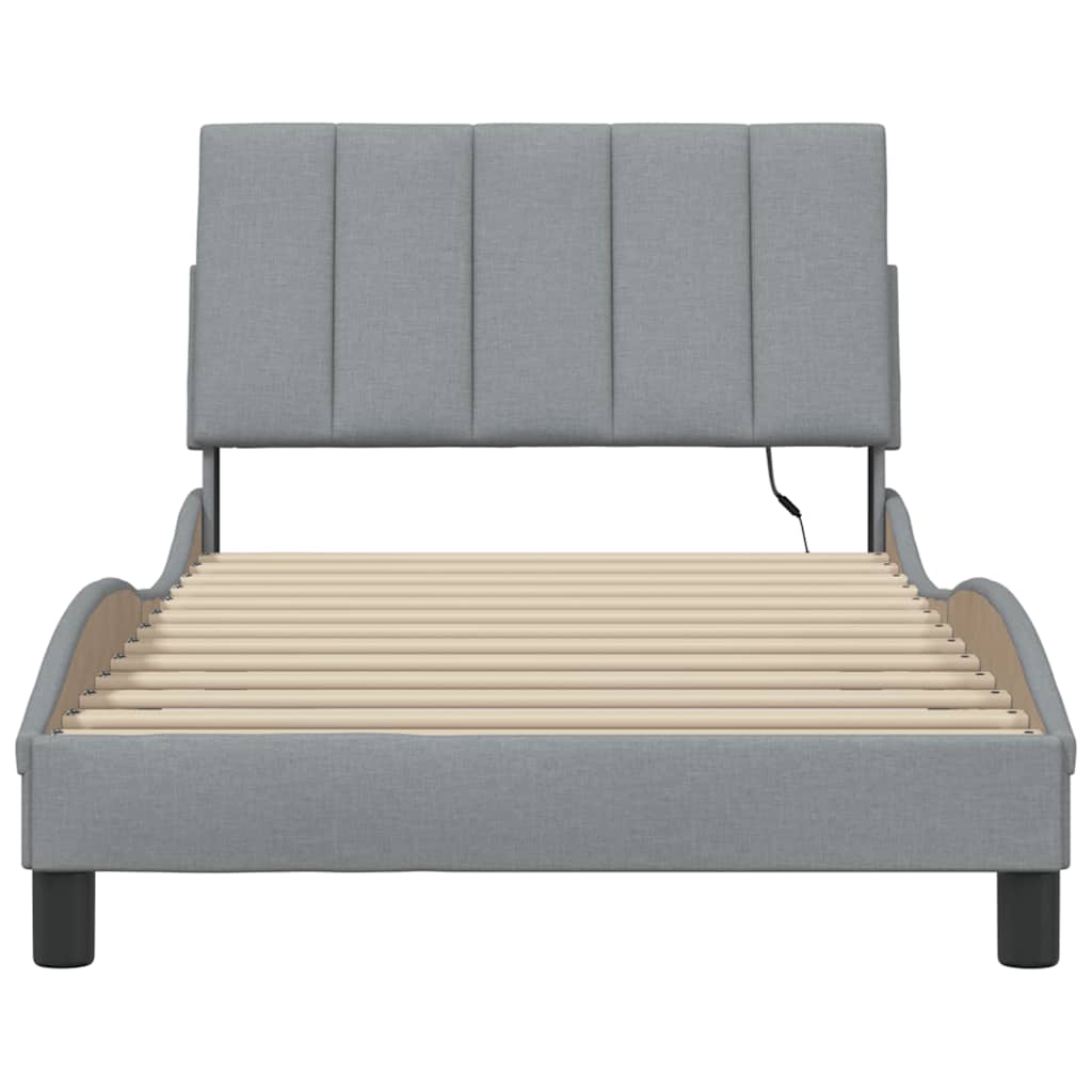 Cadre de lit sans matelas Hanko gris clair 100x200 cm tissu - XIOS