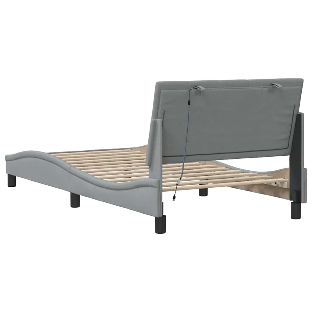 Cadre de lit sans matelas Hanko gris clair 100x200 cm tissu - XIOS