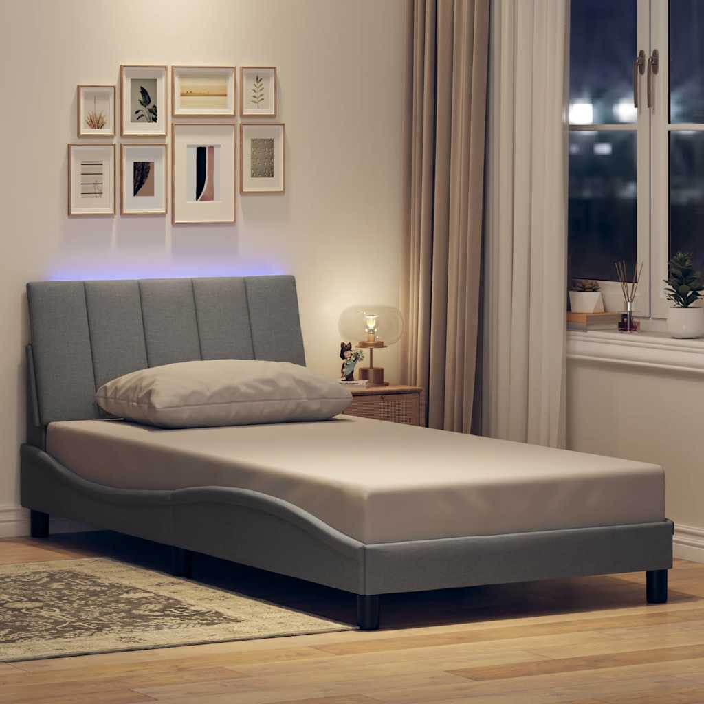 Cadre de lit sans matelas Hanko gris clair 100x200 cm tissu - XIOS