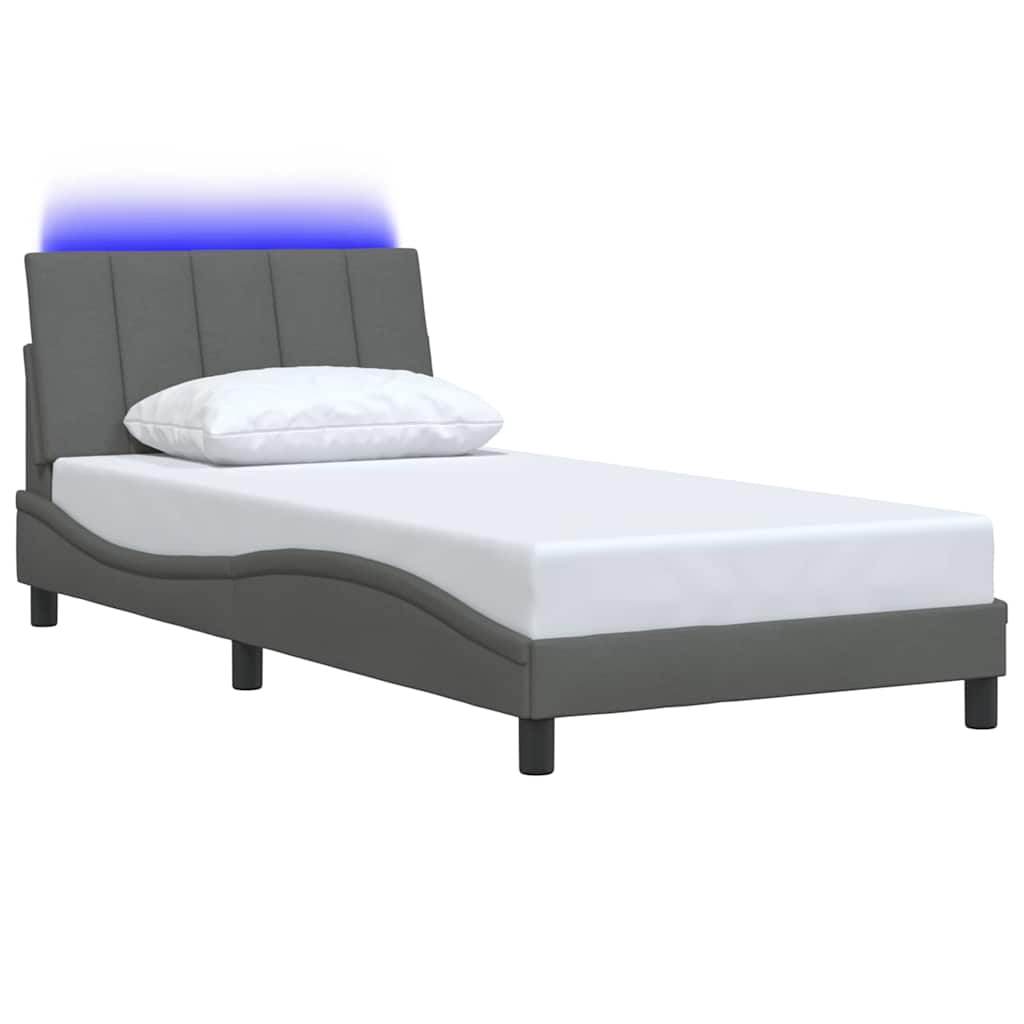 Cadre de lit sans matelas gris foncé 100x200 cm tissu - XIOS