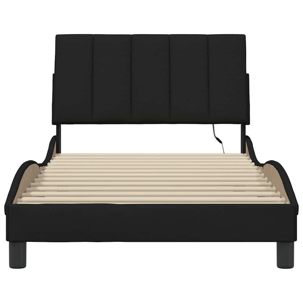 Cadre de lit sans matelas Hanko noir 100x200 cm tissu - XIOS