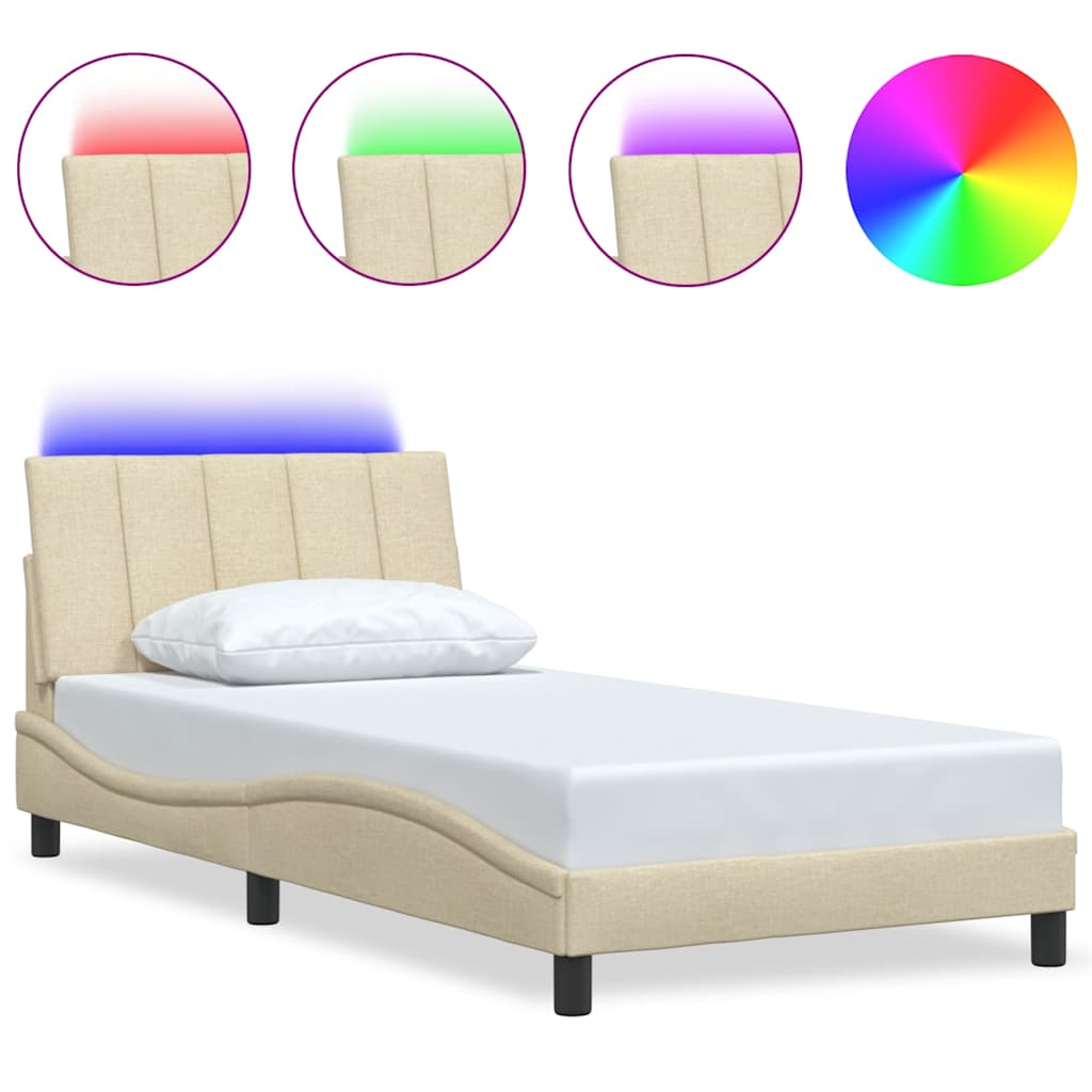 Cadre de lit sans matelas crème 100x200 cm tissu - XIOS