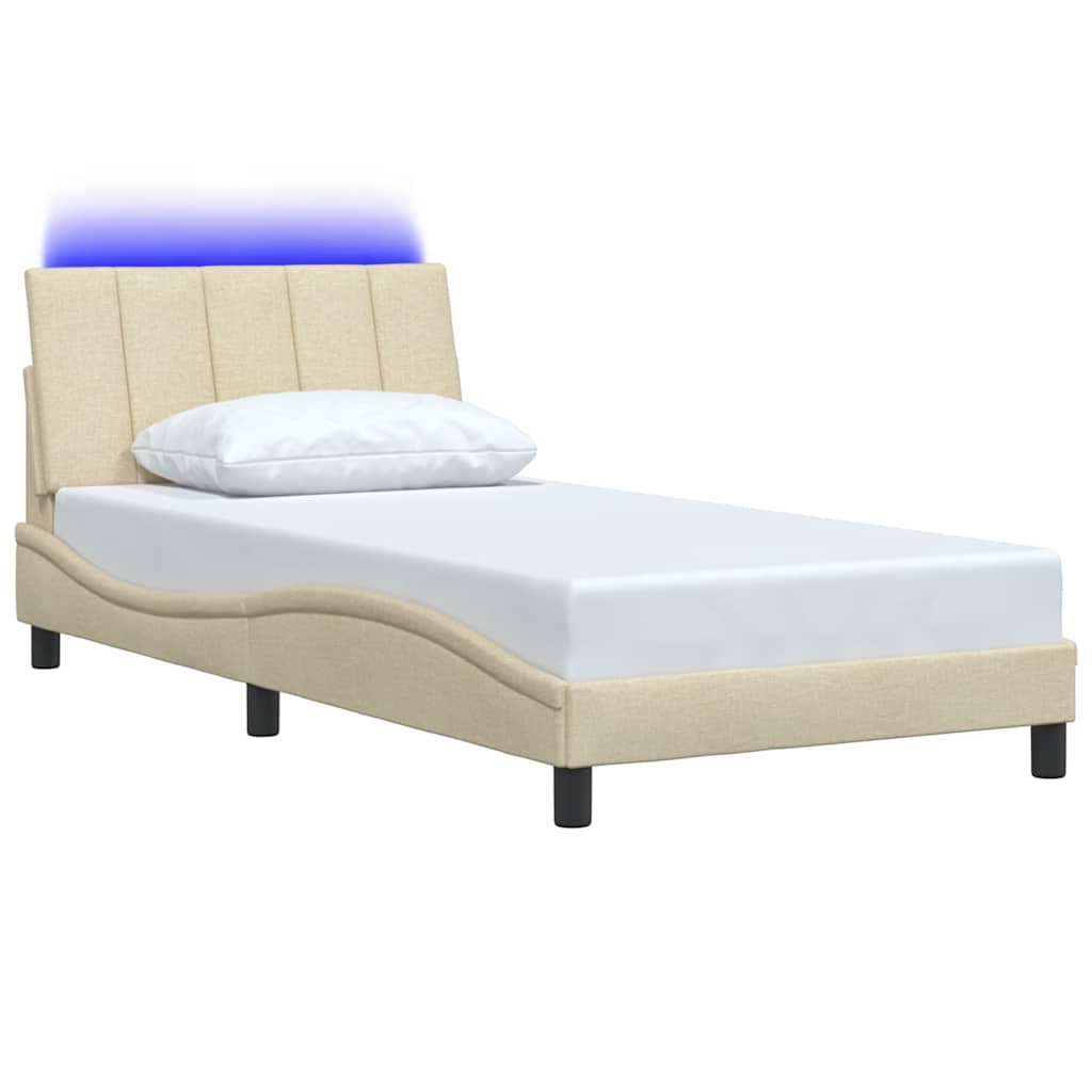 Cadre de lit sans matelas crème 100x200 cm tissu - XIOS