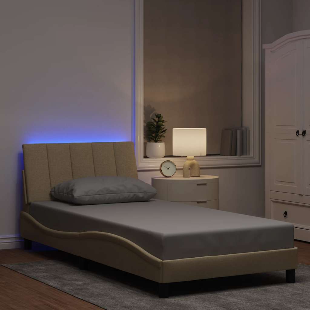 Cadre de lit sans matelas crème 100x200 cm tissu - XIOS