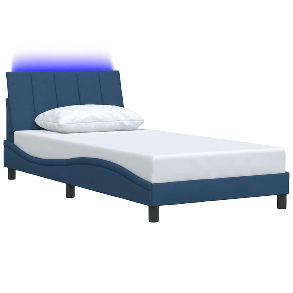 Cadre de lit sans matelas bleu 100x200 cm tissu - XIOS