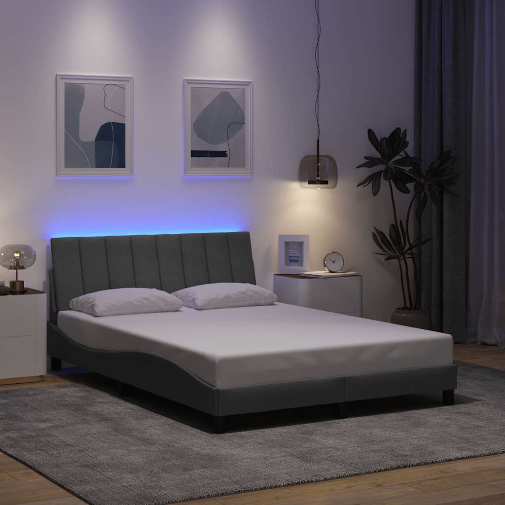 Cadre de lit sans matelas gris clair 120x200 cm tissu - XIOS