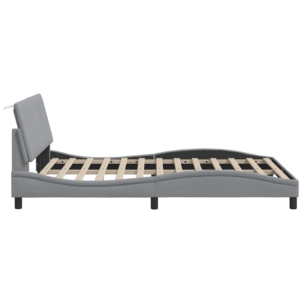 Cadre de lit sans matelas gris clair 120x200 cm tissu - XIOS