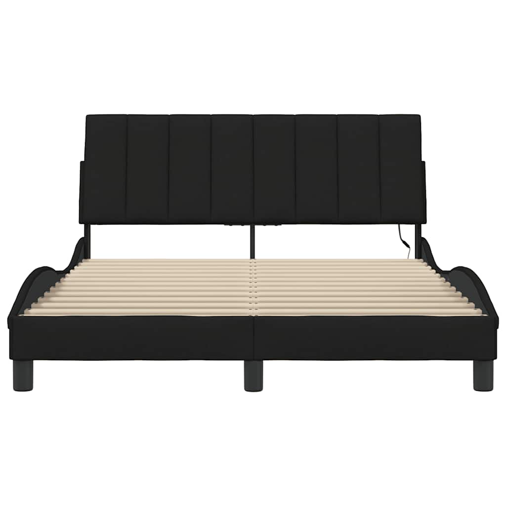 Cadre de lit sans matelas Hanko noir 120x200 cm tissu - XIOS