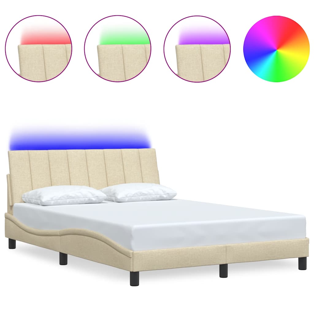 Cadre de lit sans matelas Hanko crème 120x200 cm tissu