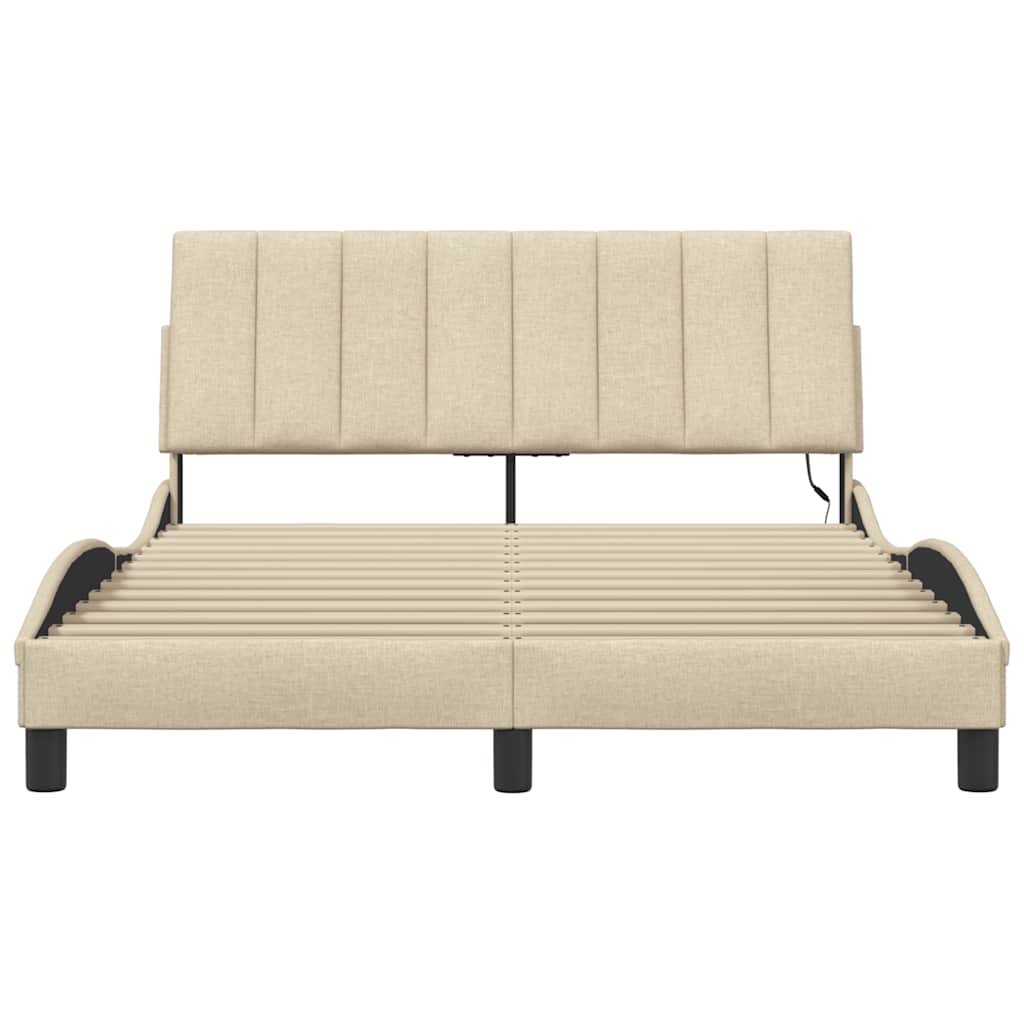 Cadre de lit sans matelas Hanko crème 120x200 cm tissu