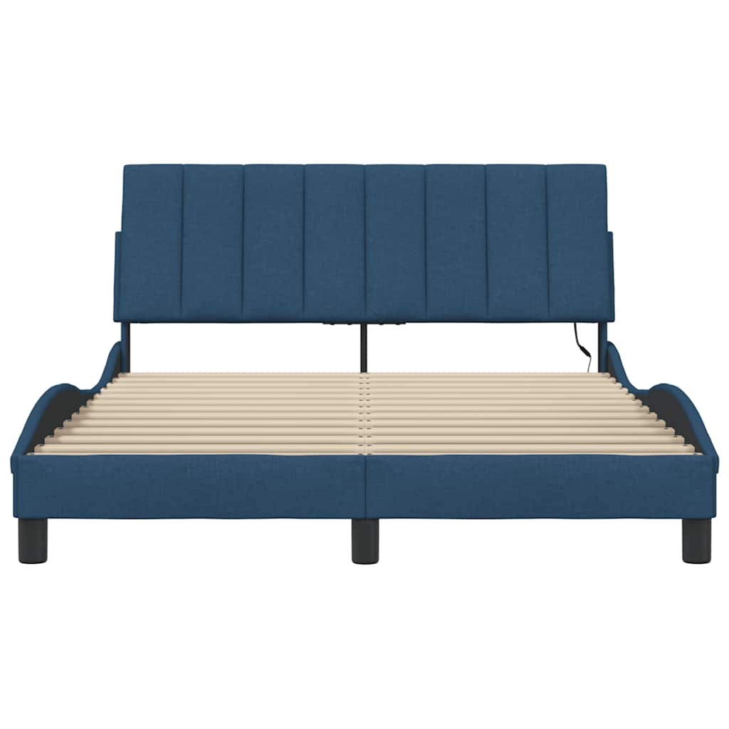Cadre de lit sans matelas Hanko bleu 120x200 cm tissu